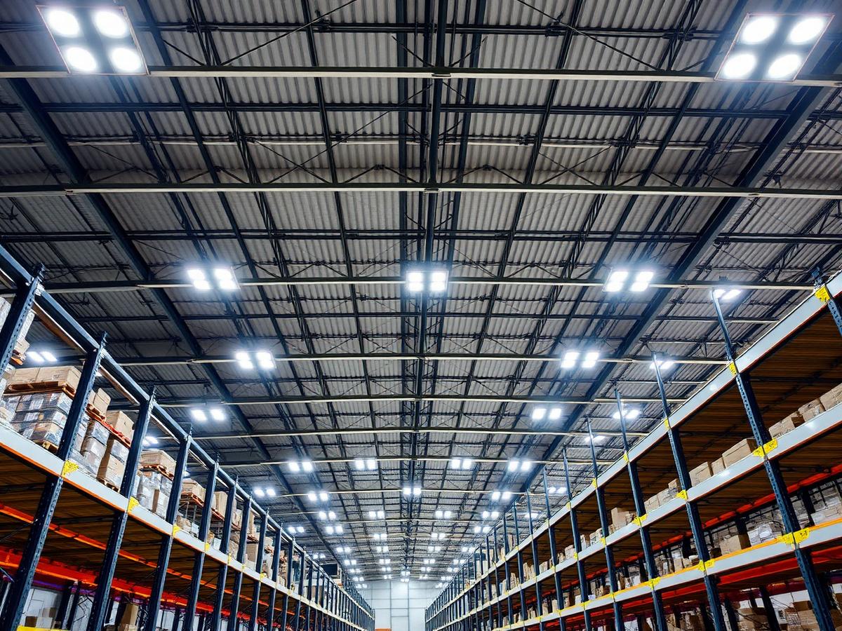 Entrepôt avec éclairage LED haute performance